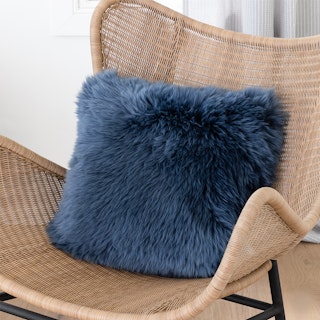 Lanna Navy Sheepskin Pillow