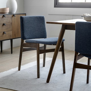Nosh Denim Blue Walnut Dining Chair