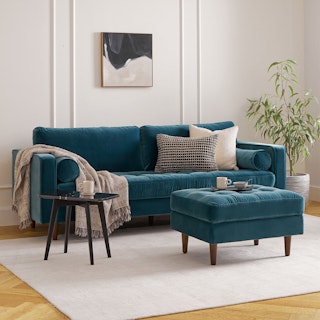 Sven 88" Tufted Velvet Sofa - Pacific Blue